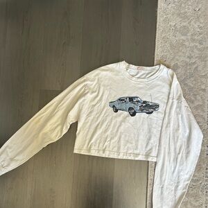 White Long Sleeve Car Print Shirt